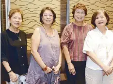  ??  ?? (From left) Fely del Rosario, Marilen Espiritu, Roselle Rebano and Joy Sta. Ana.