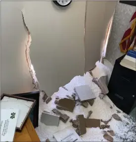  ?? COURTESY FACEBOOK ?? The inside of attorney Jon Frank’s office after a driver ran into his building.