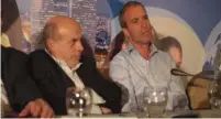  ?? (Sam Sokol) ?? MK ELAZAR Stern (right) addresses the Jewish Agency’s Board of Governors in Jerusalem yesterday, as agency chairman Natan Sharansky looks on.