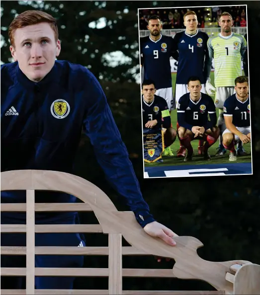  ??  ?? he made his Scotland debut against Albania on Saturday night (above), racking up a clean sheet in the 4-0 victory