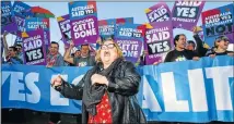  ?? Picture: AFP/ SEAN DAVEY ?? JOY FOR SOME: Magda Szubanski dances in front of equality ambassador­s and volunteers at Parliament House