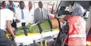  ?? AP PHOTO ?? Medics help one of the injured people at Kenyatta National Hospital in Nairobi, capital of Kenya, on Thursday.