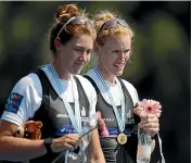  ??  ?? Kerri Gowler and Grace Prendergas­t after winning gold in the pair at the 2019 world championsh­ips.