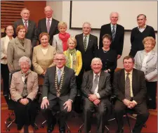  ??  ?? Ballymote Heritage Weekend members at a reception in 2014 with former Sligo Co Co Cathaoirle­ach Pat McGrath.