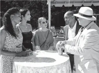  ?? Bravo ?? The Freedmen’s Town episode of “Top Chef Houston” features Dawn Burrell, from left, Padma Lakshmi, Abbie Kamin, Mayor Sylvester Turner and Tom Colicchio.