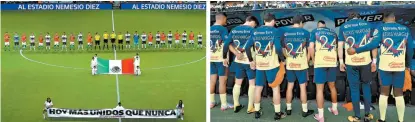  ??  ?? Escenas de la Jornada 11; todos los equipos guardaron un minuto de silencio en memoria de las víctimas