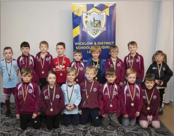  ??  ?? St Anthonys FC under-8s collecting their medals.
