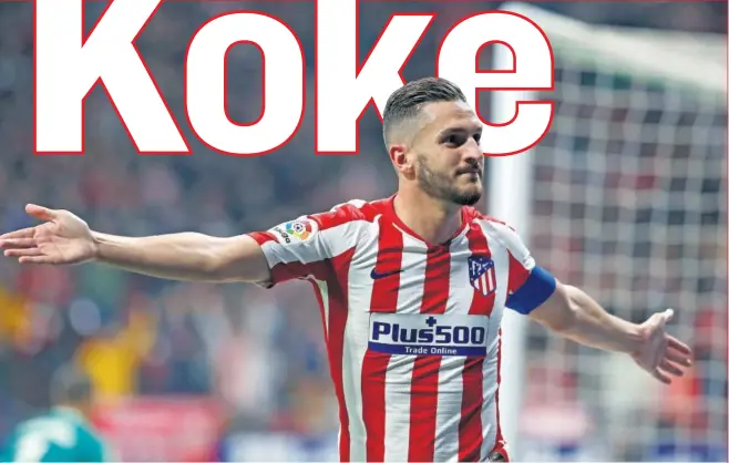  ??  ?? Koke celebra el gol que consiguió contra el Villarreal en la vigesimoqu­inta jornada de LaLiga, uno de los cinco que ha marcado esta temporada.