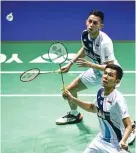  ?? FABRICE COFFRINI/AFP ?? BELUM KONSISTEN: Fajar Alfian/M. Rian Ardianto di semifinal Kejuaraan Dunia 2019 (24/8). Mereka bakal terjun di Indonesia Masters Super 100.