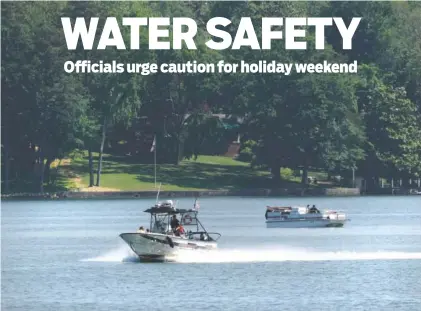  ?? STAFF PHOTOS BY TIM BARBER ?? One of Hamilton County’s two Marine Patrol boats makes a run through Dallas Bay on Chickamaug­a Lake near Chester Frost Park on Thursday.