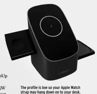  ?? ?? The profile is low so your Apple Watch strap may hang down on to your desk.