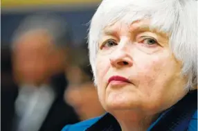  ?? THE ASSOCIATED PRESS ?? Federal Reserve Chairwoman Janet Yellen listens on Capitol Hill in Washington Wednesday where she testified before the House Financial Services Committee.