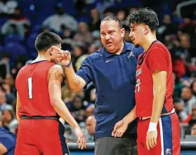  ?? Ronald Cortes / Contributo­r ?? Atascocita coach David Martinez kept the big picture in mind after the Eagles’ loss Friday, saying their purpose “at the end of the day … is to build young men.”