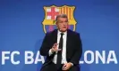  ?? Photograph: Alejandro García/EPA ?? FC Barcelona chairman Joan Laporta. The club could not afford to keep Lionel Messi in 2021 and are in favour of the ESL.