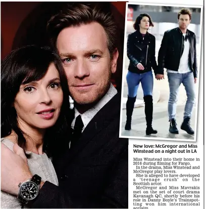  ??  ?? Bitter marriage split: Eve Mavrakis and Ewan McGregor New love: McGregor and Miss Winstead on a night out in LA
