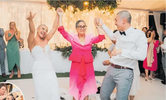  ?? Photos / Songbirds Photograph­y ?? Jony Lee had her head shaved when she wed Alistair Lee, as a tribute tomumluna Macapagal.