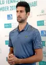  ??  ?? Novak Djokovic talking to reporters in Abu Dhabi.