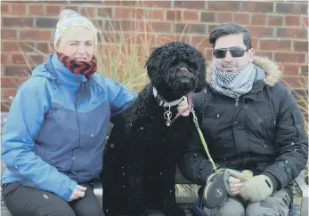  ??  ?? Debra Johnson and Ranjo Sheikh with Nero.