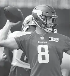  ?? AP ?? Minnesota Vikings quarterbac­k Kirk Cousins takes part in drills at the NFL team’s practice facility in Eagan, Minnesota, last Friday.