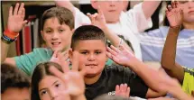  ?? Billy Calzada/staff photograph­er ?? Students raise their hands at Ellison Elementary in 2019. San Antonio is a diverse and welcoming city where Hispanic heritage can be seen and celebrated in classrooms year-round.