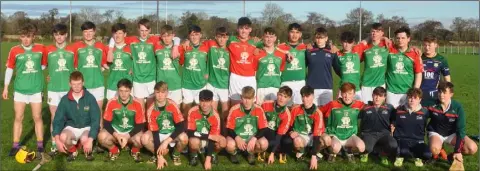  ??  ?? The Gorey Community School squad before Friday’s final victory in the Netwatch Carlow Training Centre in Fenagh.