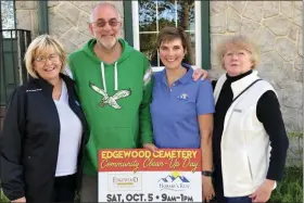  ?? PHOTO BY SANDI YANISKO/THE HILL SCHOOL ?? Edgewood Cemetery board members Sue and Andrew Monastra, Cathy Skitko, and Deb Penrod helped organize the cleanup event.