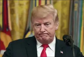  ?? SUSAN WALSH — THE ASSOCIATED PRESS ?? President Donald Trump speaks during a reception in the East Room of the White House in Washington on Wednesday.