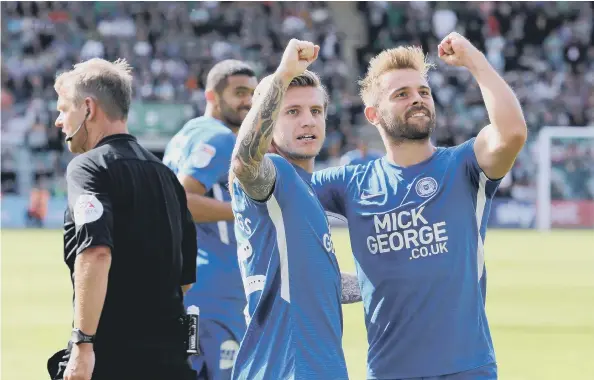  ?? PICTURE: JOE DENT/THEPOSH.COM ?? Posh hot-shots Jason Cummings and Matt Godden at Plymouth.