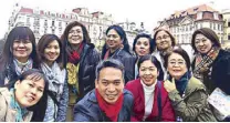  ??  ?? Frolicking at the Old Town Square of Prague are (foreground, from left) Fairly Uy, the author, Cathay Pacific’s Anna Maria Lee and Melrose Ocaya; (second row, from left) Stephany Ty, Rissa Cheng, Pan Pacific Travel’s Helen Hao, STAR’s Christine Dayrit,...