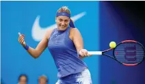  ??  ?? Czech Republic's Petra Kvitova in action against Czech Republic's Lucie Safarova during the semi final Saturday in the Aegon Classic at Edgbaston Priory Club, Birmingham. (Reuters)