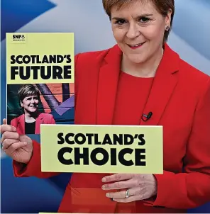  ??  ?? Nicola Sturgeon in Glasgow yesterday launching the SNP election manifesto