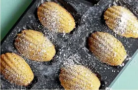  ??  ?? Madeleines are best eaten on the day they are baked and are especially good still warm.
