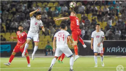  ??  ?? TOUGH ONE. After a tough loss to China, the Philippine men’s football team regrouped and won over Tajikistan