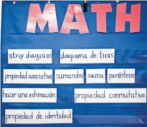  ??  ?? Tablero de matemática­s en un salón en la ciudad de Mesquite