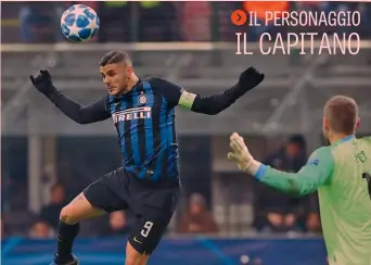  ??  ?? Mauro Icardi, 25 anni, capitano dell’Inter, segna l’1-1: per l’argentino 4 gol in 6 gare di Champions