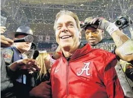  ?? CHRISTIAN PETERSEN/GETTY IMAGES ?? The SEC has thrived under the current recruiting window, particular­ly Nick Saban’s Crimson Tide. Alabama has finished No. 1 in the team rankings every year since 2012.