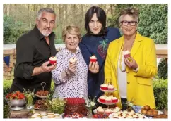  ??  ?? THE BAKE OFF GANG, FROM LEFT Paul Hollywood, Sandi Toksvig, Noel Fielding and Prue Leith