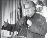  ?? AP File Photo ?? Steve Bannon speaks Nov. 9 during an event in Manchester, N.H. Bannon is quoted in a new book portraying President Donald Trump as a volatile and ill-equipped chief executive.