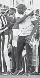  ?? KYLE ROBERTSON/COLUMBUS DISPATCH ?? Michigan State coach Mel Tucker gets upset after a no-call on a play in the second quarter against Ohio State at Spartan Stadium on Oct. 8.