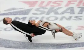  ?? Sue Ogrocki/AP ?? Madison Chock and Evan Bates compete in Saturday’s free dance at US nationals. Photograph: