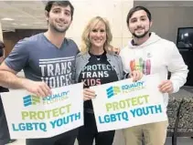  ?? SKYLER SWISHER/SUN SENTINEL ?? Jeanette Jennings, the mother of reality star Jazz Jennings, advocates in Tallahasse­e for transgende­r youth with her sons Sander, left, and Griffen.