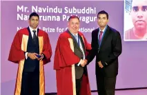  ??  ?? Navindu Nawurunna from Wisdom receiving the award for OCS November 2017 Sri Lanka Prize.