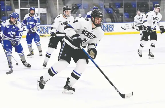  ?? SPORTSPIX ?? Windsor's Jakov Novak is second in team scoring for the Bentley Falcons with six goals and 13 points in 14 games. The 6-foot-3, 210-pound winger is an Ottawa Senators prospect.
PAGE A9