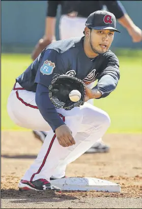  ?? CURTIS COMPTON / CCOMPTON@AJC.COM ?? Infielder Rio Ruiz, at 21 the youngest player on the G-Braves, has proved to be an explosive hitter, batting .367 through the Triple-A club’s first 14 games this season.