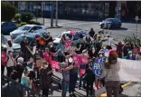  ?? ?? Speakers addressed the importance of preserving the Roe V. Wade decision at a Saturday rally at the Humboldt County Courthouse.