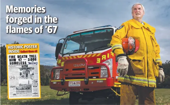  ?? Picture: NIKKI DAVIS-JONES ?? I WAS THERE: Former Lachlan Fire Brigade chief David Gleeson battled the 1967 bushfires in Hobart.