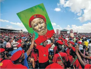  ?? Picture: Simphiwe Nkwali ?? The appeal of Julius Malema’s populist rhetoric will be tested in the elections, although the ANC has tried to hijack the EFF’s central campaign issue.