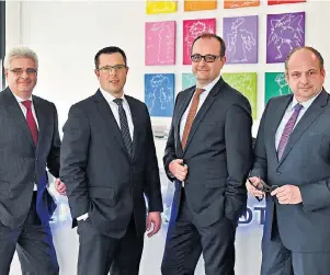  ?? FOTOS: MICHAEL LÜBKE ?? Dr. Knut Schulte, Christian Freiherr von Buddenbroc­k, Marcus Mische und Prof. Dr. Hans-Josef Vogel (v.l.) sind Partner bei Beiten Burkhardt in Düsseldorf.