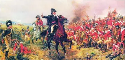  ?? ?? Arthur Wellesley comandando a los británicos en Waterloo, por Robert Alexander Hillingfor­d