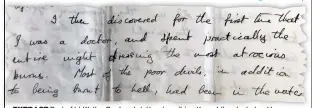  ??  ?? EXTRACT Part of Lt Walter Bonham’s letter describing the soldiers he helped to rescue